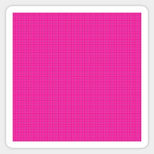 Hot Pink and White Grid Pattern Graph Check Stripes Sticker